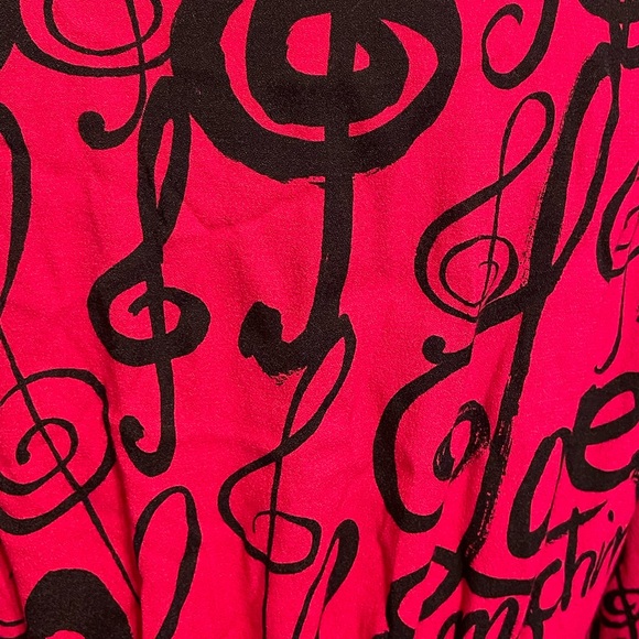 LOVE MOSCHINO Jabot Music Notes Printed Dress, Fuchsia Sz. 10 - Picture 4 of 10